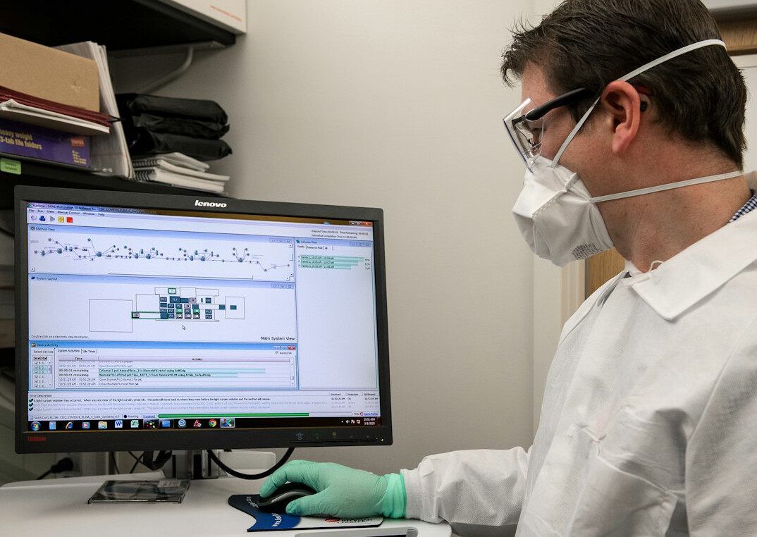 researcher analyzing data